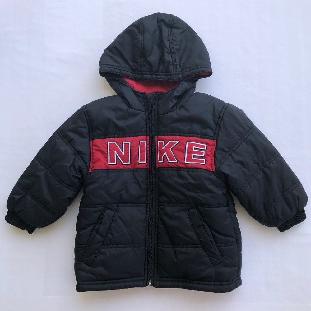 Toddler Boy Nike Puffer Hooded Black Jacket